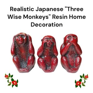 Realistic Japanese Three Wise Monkeys Resin Home Decor